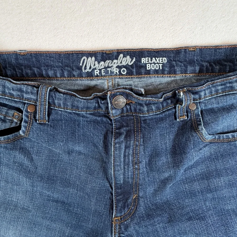 Wrangler Retro Relaxed Boot Cut Jeans Men's 38 x 30 Blue Denim Cowboy Western‎